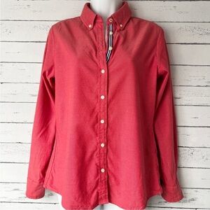 Banana Republic, Chambray Oxford Red Button-Up Shirt, Size L